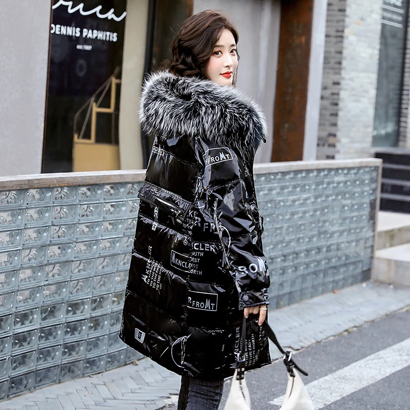 

ISENMAL 2021 Winter Women Down Jacket Fur Long Warm Puffer Coat Hooded 90% White Duck Down Parka Female Outerwear