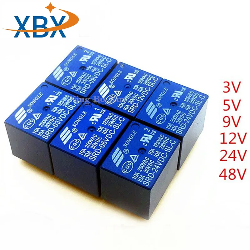 10 шт. новые оригинальные реле питания SRD 05VDC SL C 06VDC 03VDC DC05V 9V 6V 3V 10A 250VAC 5PIN T73|Реле| |
