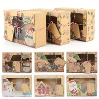 3pcsset christmas kraft paper box with pvc window cookie candy packaging boxes christmas party kids gift new year navidad 2021