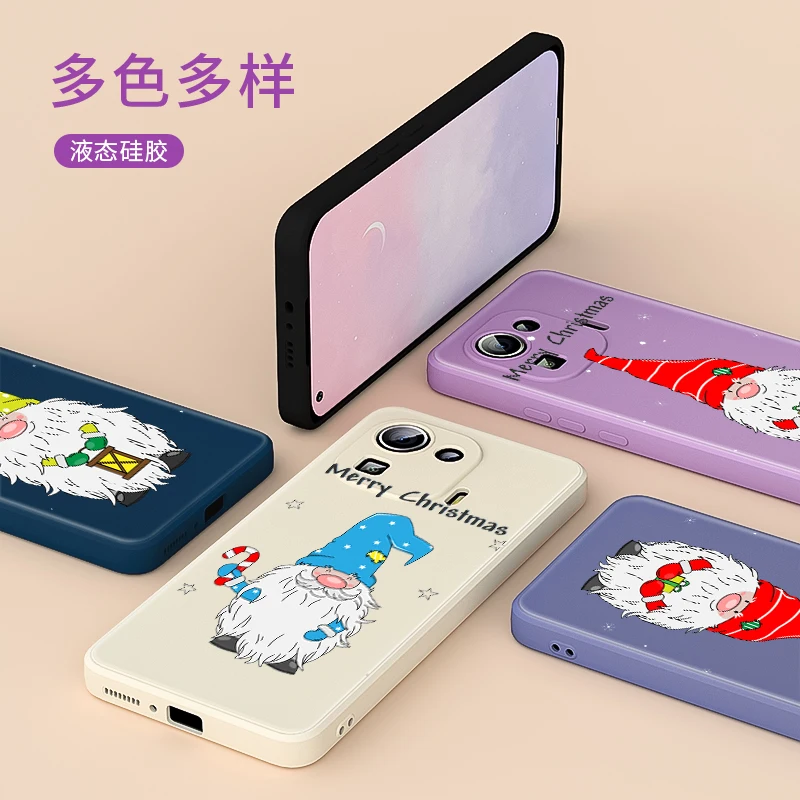 

Cute Santa Cartoon For Xiaomi Mi Mix 4 3 11 10 9 5G Ultra Pro Lite Youth X S Liquid Silicone Soft Cover Phone Case