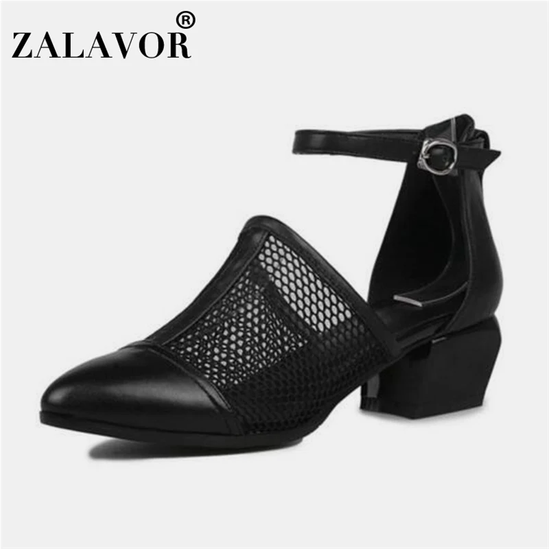 ZALAVOR/Новинка; женская обувь черного цвета из натуральной кожи; Модные женские босоножки; обувь для вечеринок из натуральной коровьей кожи; Цвет Черный; размеры 34-40
