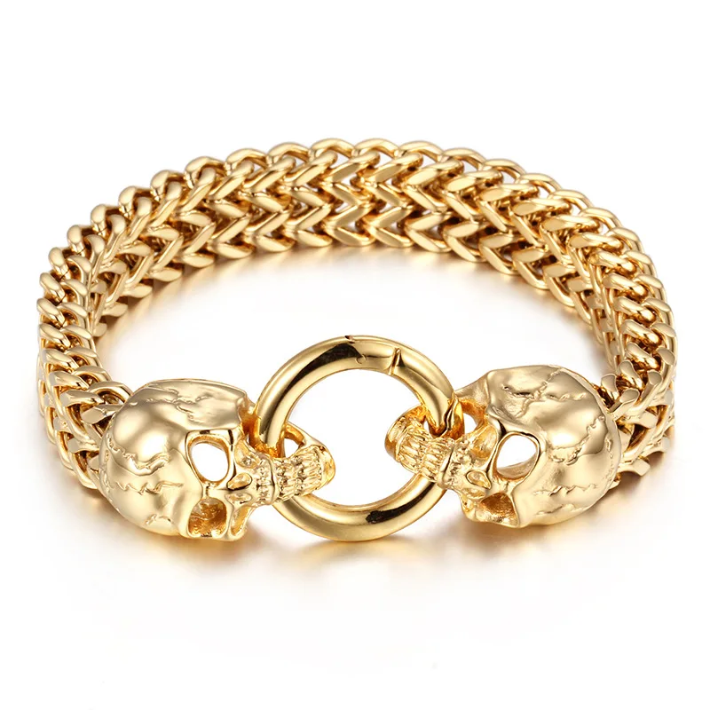 

New Lion Head Men's Stainless Steel Jewelry Fashion Personality Punk Titanium Steel Bracelet Wolf Head Black