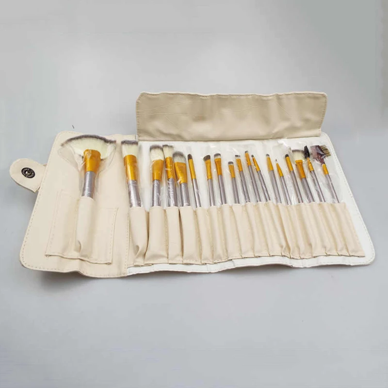 

18Pcs Makeup Brush Set Cosmetic Beauty Tool Foundation Powder Eyeshadow Brush with Skin Color Leather Bag
