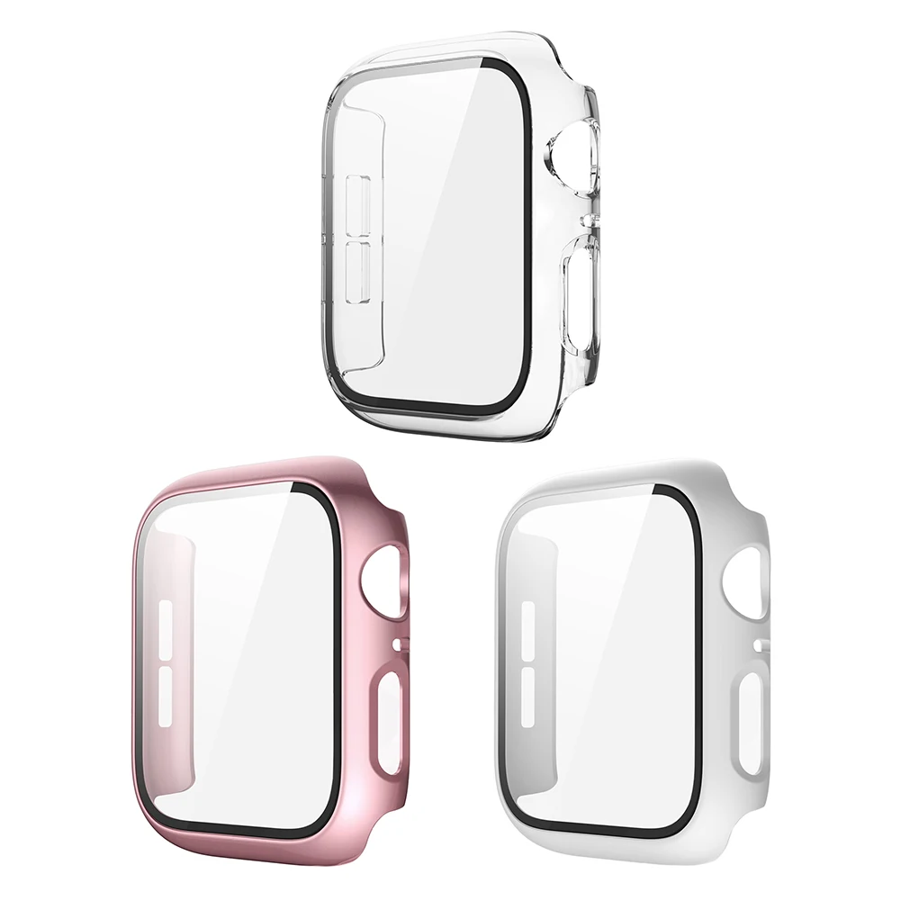 

3pcs Smart Watch Protective Film Anti-Scratch PC Tempered Glass 2 in 1 Protective Cover for Apple watch 1/2/3