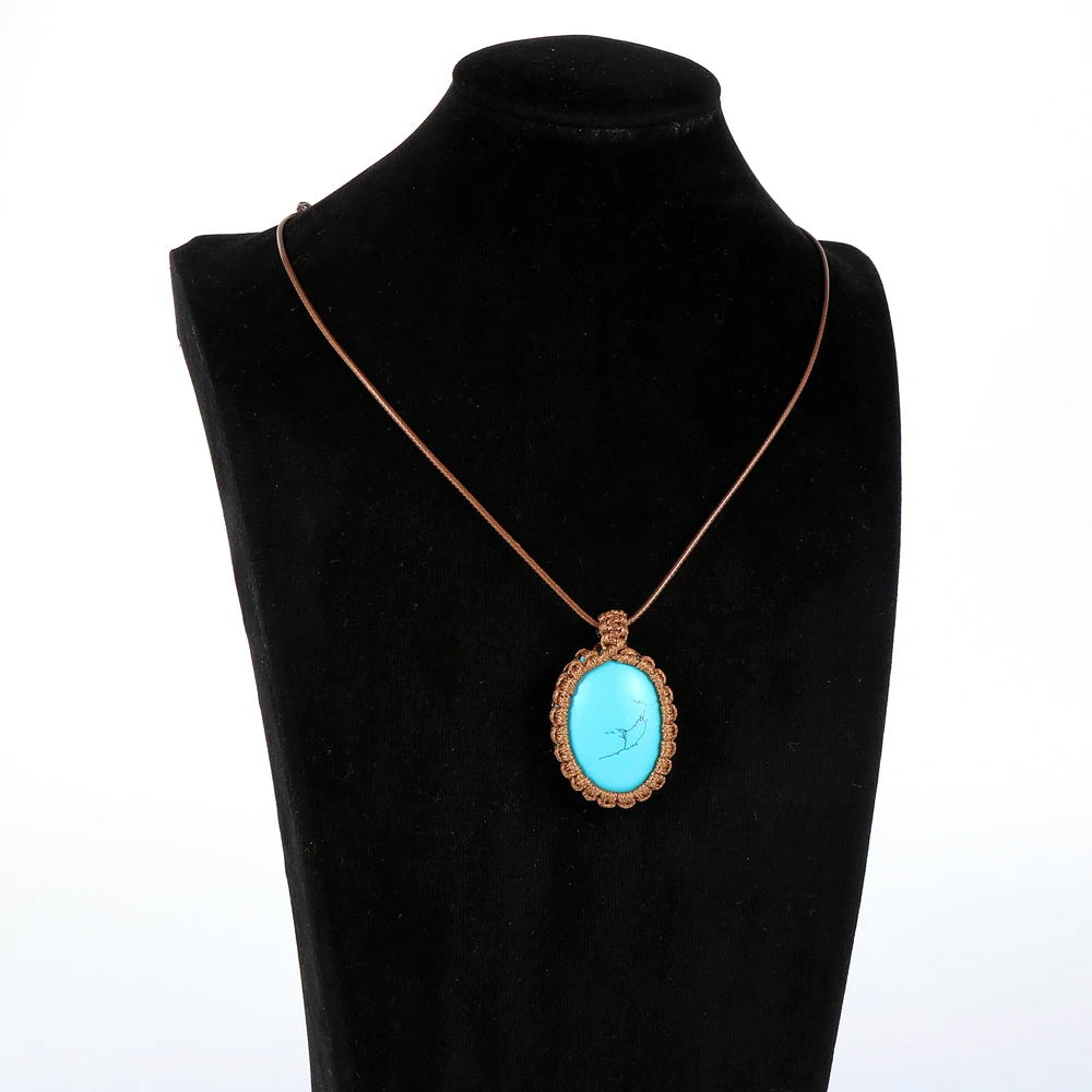 Женское и мужское ожерелье с подвеской из натурального овального камня