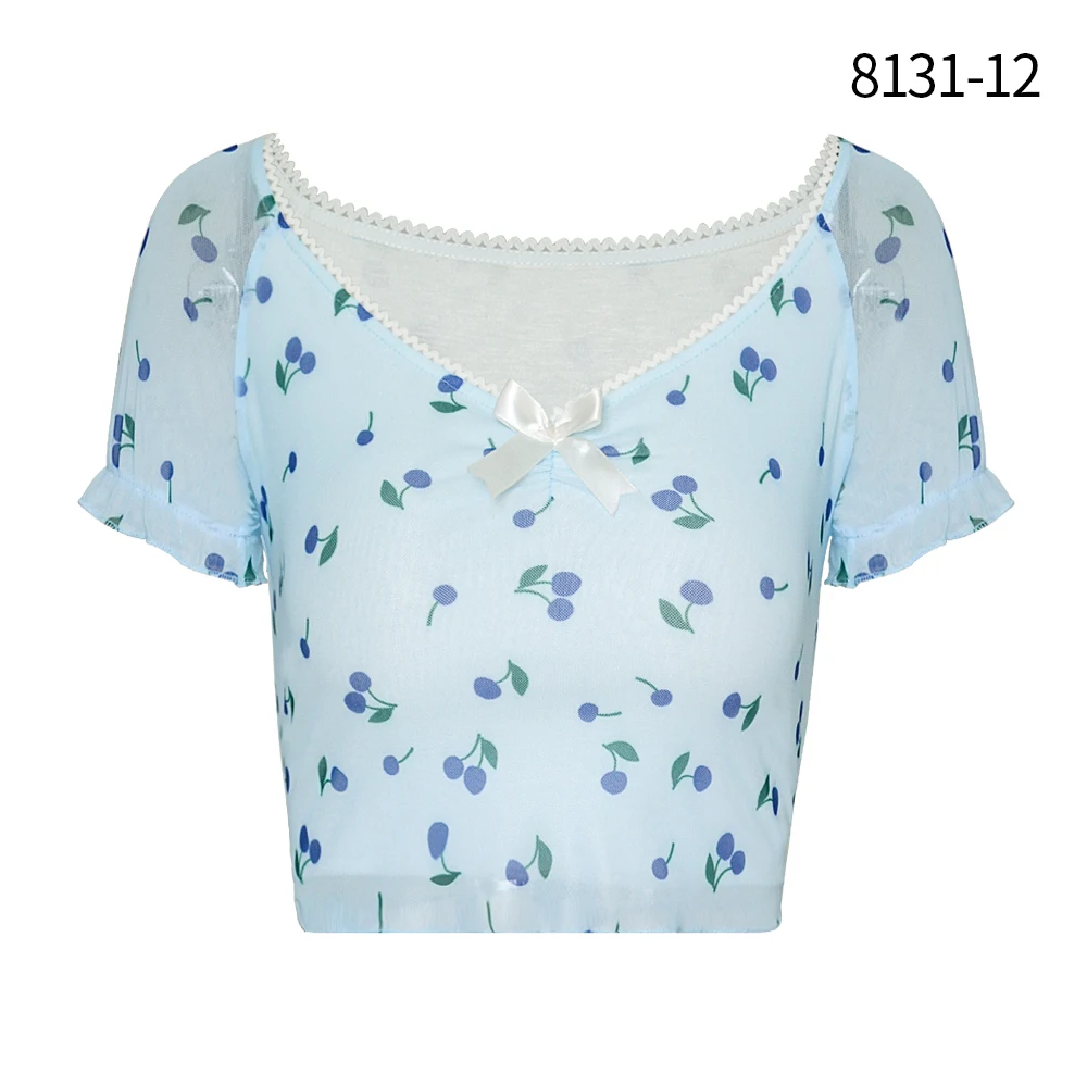Сексуальные кружевные укороченные топы ShiMai с V-образным вырезом, женская летняя винтажная короткая футболка 2021, облегающая футболка в стиле... от AliExpress WW