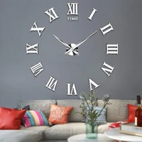 diy 3d large wall clock sticker acrylic mirror self adhesive big wall clocks modern design roman numerals clock watch home decor