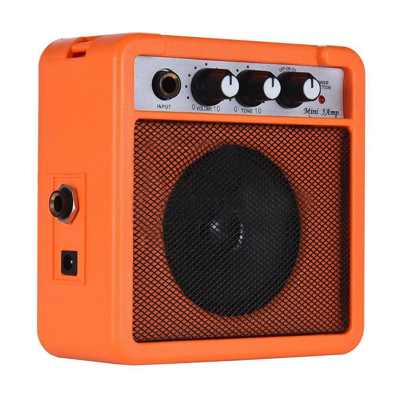 Mini 5 Watt 9V Battery Powered Amp Amplifier Speaker for Acoustic/ Electric Guitar Ukulele High-Sensitivity Orange | Электроника