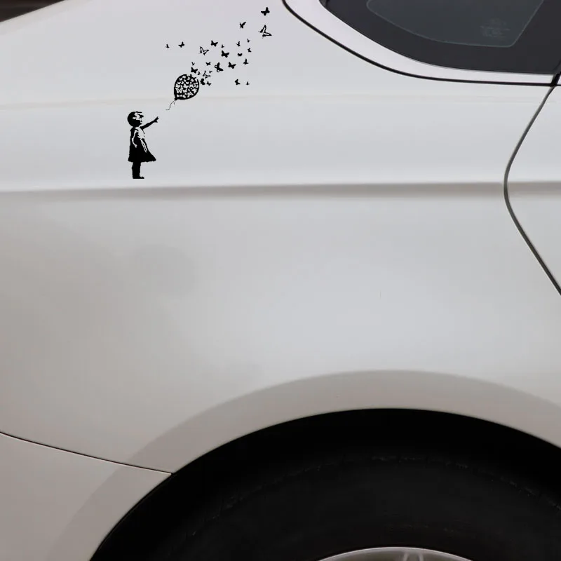 Volkrays индивидуальная Автомобильная наклейка Banksy Девушка Бабочка воздушный шар