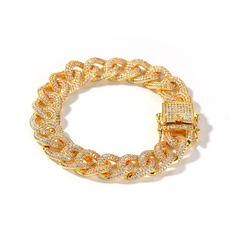 Хип хоп Черный CZ камень Bling Iced Out кубинские Майами звено цепи браслет для мужчин