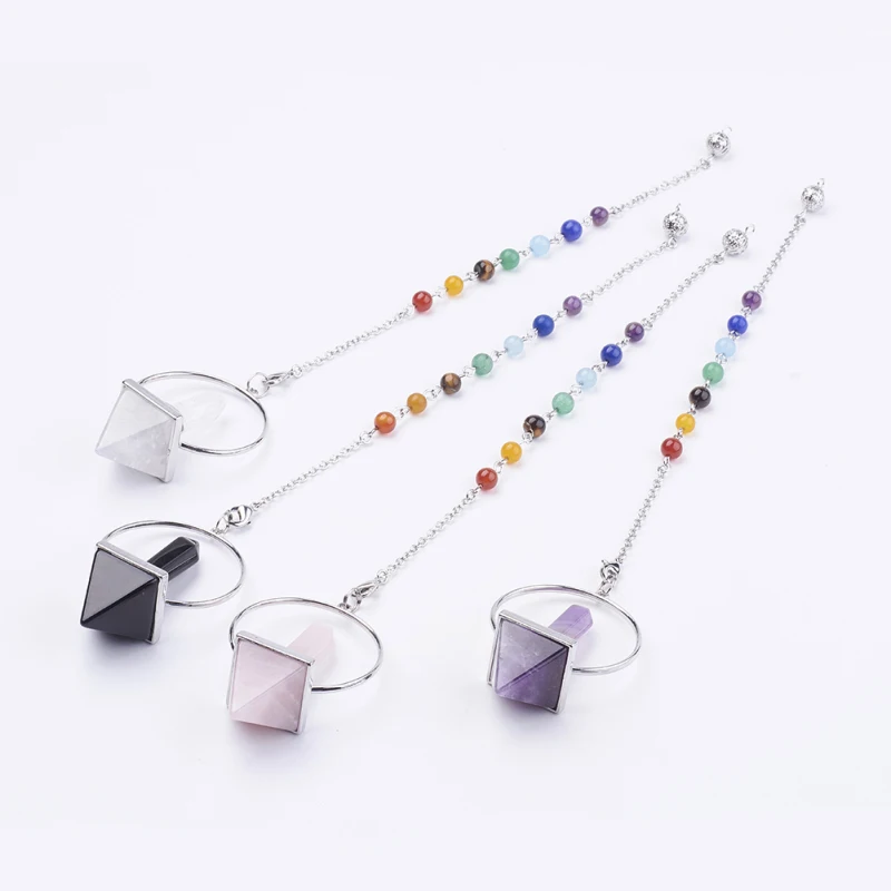 3 нити в комплекте фиолетовая розовая черная прозрачная подвеска маятник с