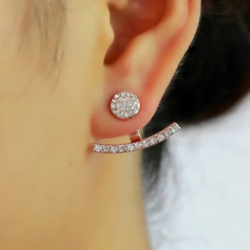 

One Type Of Earrings Full Crystal Before And After Earring For Woman Simple Personality Crystal Earrings Party Jewelry Gifts
