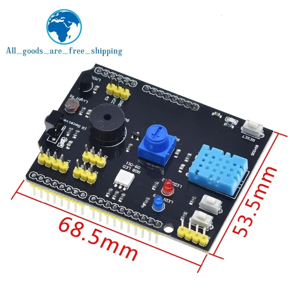DHT11 LM35 датчик температуры и влажности Многофункциональный Плата расширения адаптер для Arduino UNO R3 RGB светодиодный ИК-приемник зуммер IEC