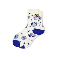 a double stockings cool funny cartoon illustration couples students socks men and women trend ins retro versatile blue