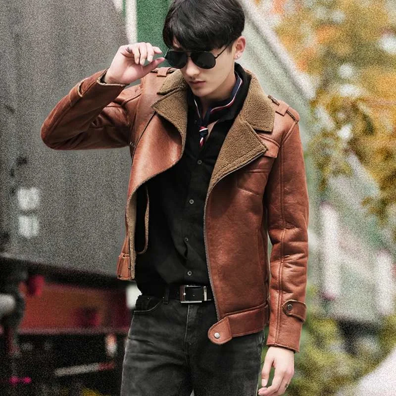 

Winter Autumn Men's New PU Leather Jackets Male Motorcycle Casual Faux Leather Coats Men Warm Fur Liner Lapel Outwear O521