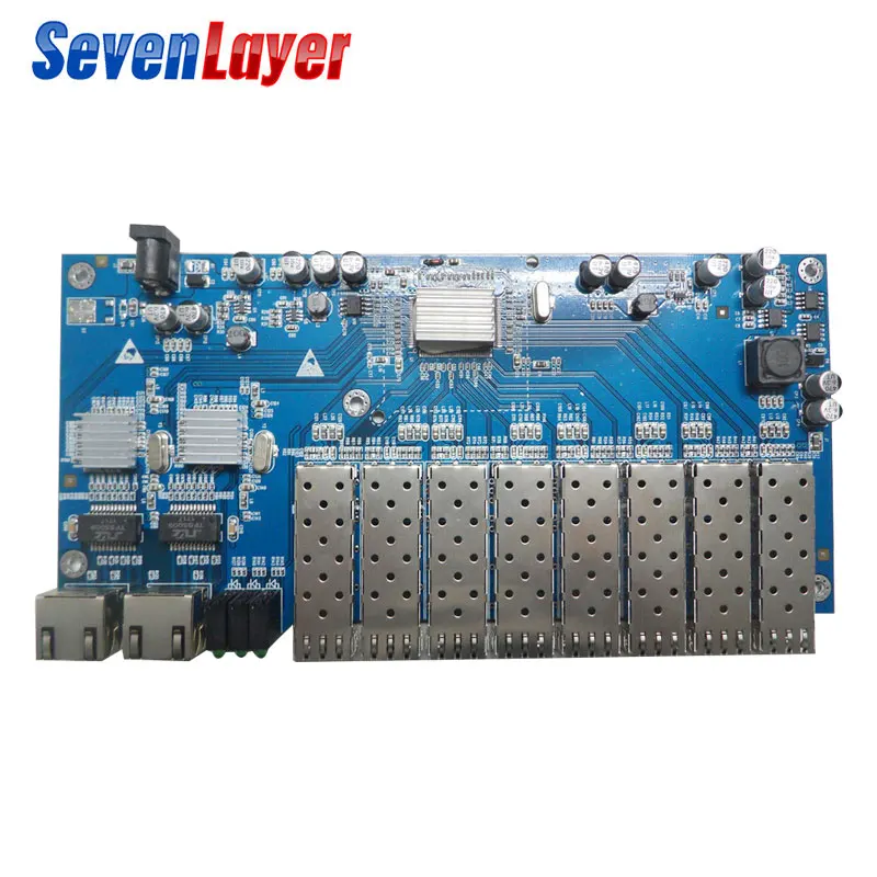 Гигабитный волоконно оптический коммутатор Ethernet 8 SFP solt 2 RJ45 PCBA board Media Converter 10/100/1000M