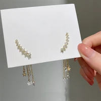 2021 new fresh shiny crystal senior drop earrings elegant temperament joker metal tassel fine women earrings jewelry