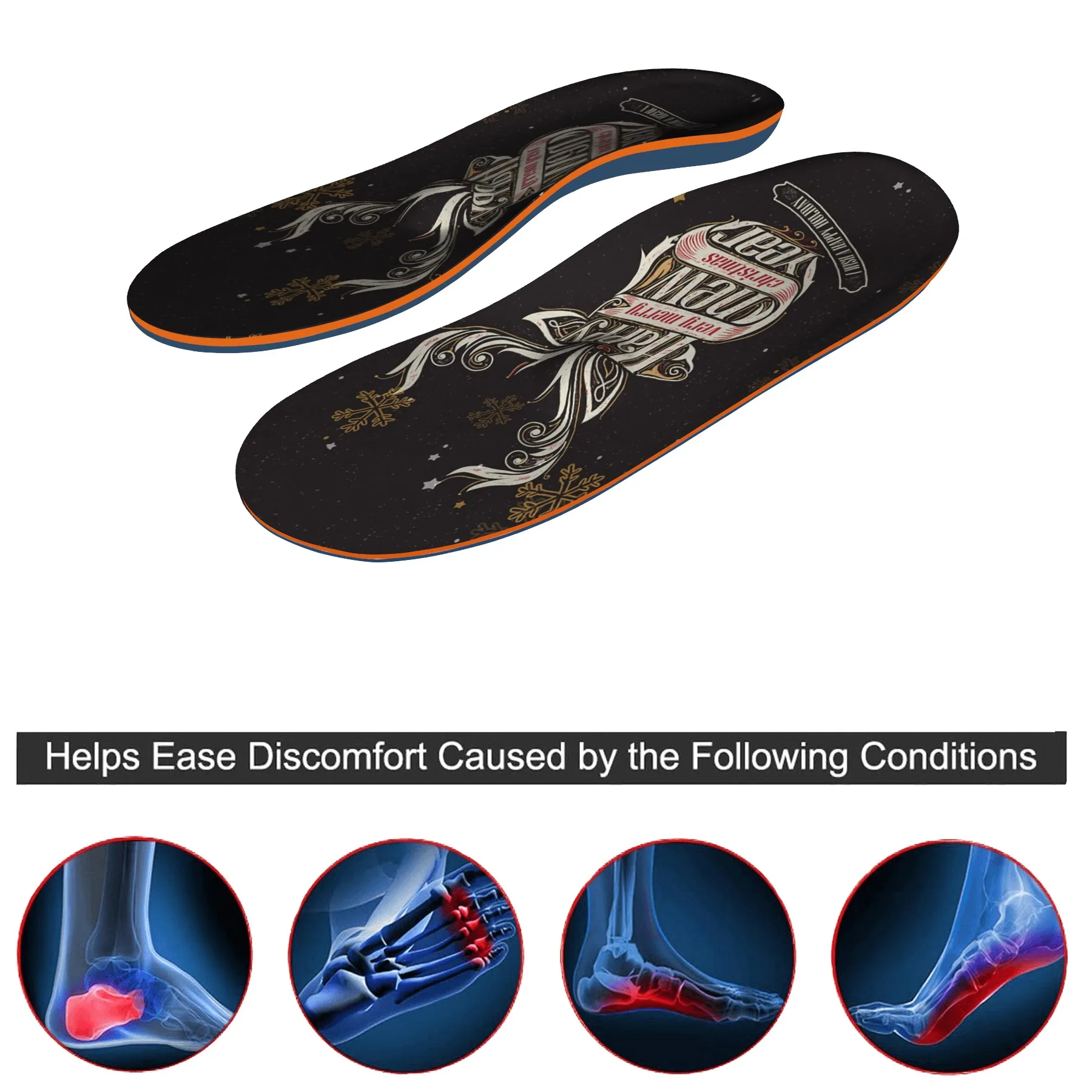 Christmas men's and women's orthopedic insoles flat feet comfortable non-slip orthopedic plantar fasciitis arch support
