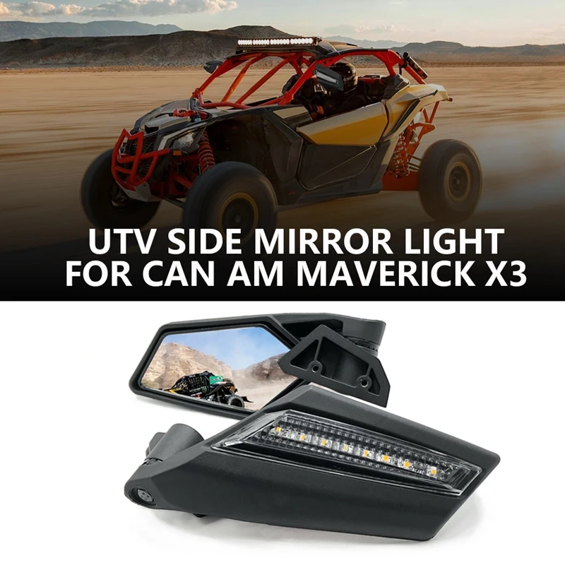 

Боковые зеркала UTV с лампой указасветильник поворота для Can-Am Maverick X3 и MAX SSP UTV, боковые зеркала заднего вида В гоночном стиле