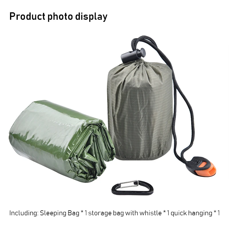 

Outdoor Bivy Emergency Sleeping Bag Portable Mylar Waterproof Reusable Thermal Sleeping Bags Camping Hiking Survival Gear Set