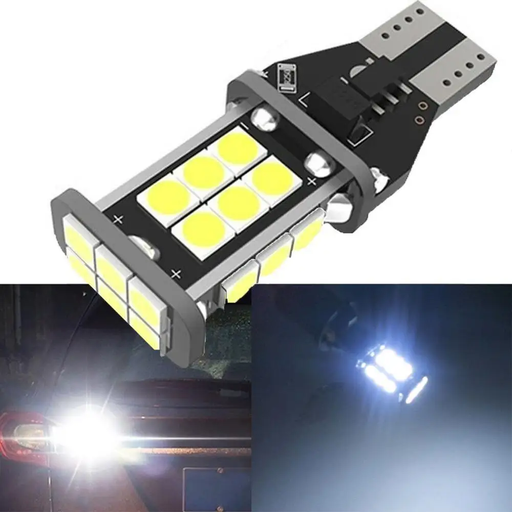 2 шт. T15 W16W 921 912 супер яркий 1200Lm 3030 SMD СВЕТОДИОДНЫЙ CANBUS без ошибок OBC автомобильный резервный фонарь лампа Хвостовая лампа ксеноновая белая