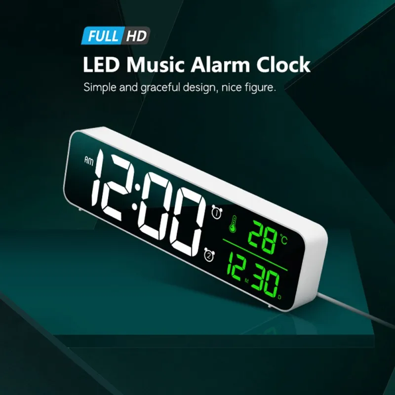 

LED Digital Alarm Clocks For Bedrooms Bedside With Snooze Digital Clock For Heavy Sleepers Dual Clock With USB Charger -