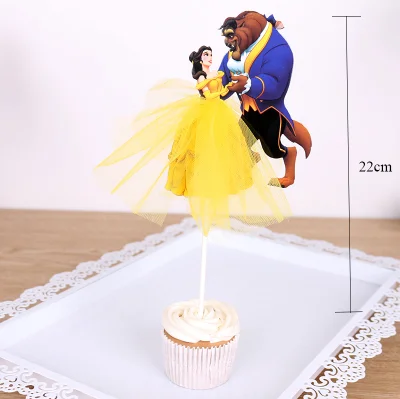 Мультфильм Красавица и Чудовище попкорн коробка Белль принцесса кекс топперы