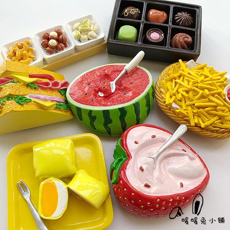 

New Hand painted Mango Chocolate Ice Cream 3D Fridge Magnets World Travel Souvenirs Refrigerator Magnetic Sticker Home Decor