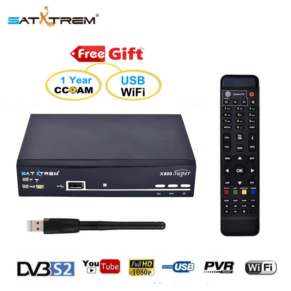 SATXTREM X800 Super dvb s2 спутниковый ресивер cccam испанско-португальский 8 Клайн для 1 года Европа рецептор MPEG4 HD приставка для цифрового тв с wifi MT7601