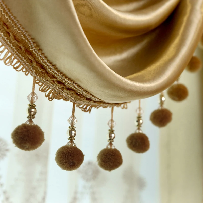 Custom curtains simple European luxury solid gold color super soft cashmere cloth blackout curtain tulle valance | Дом и сад
