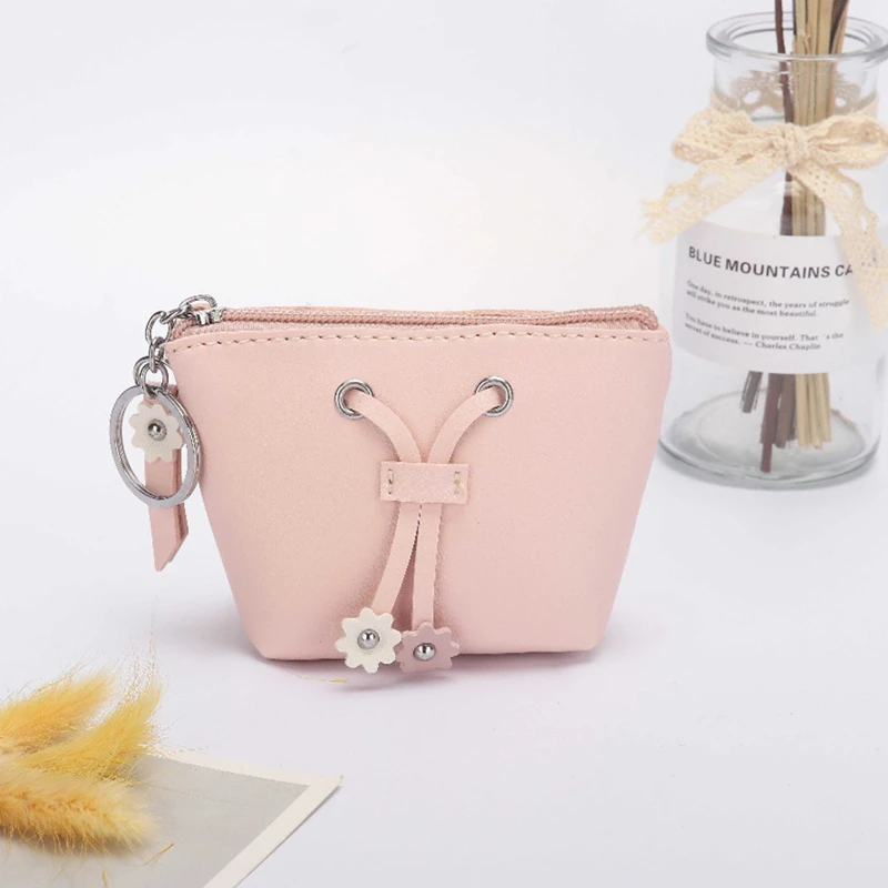 

1 PC Cute Coin Purses Zipper Women's Short Mini Wallet Flowers Shape Money Pouch PU Leather Kids Girls Small Square Clutch