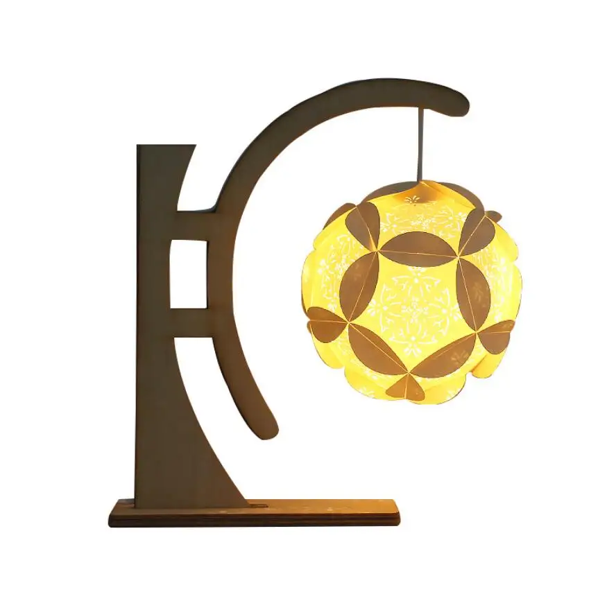 

USB Flower Ball 3D Paper carving Desk lamp Night light Wood Frame Shadow For Home Office Wedding Decorate Birthday Favor Gift