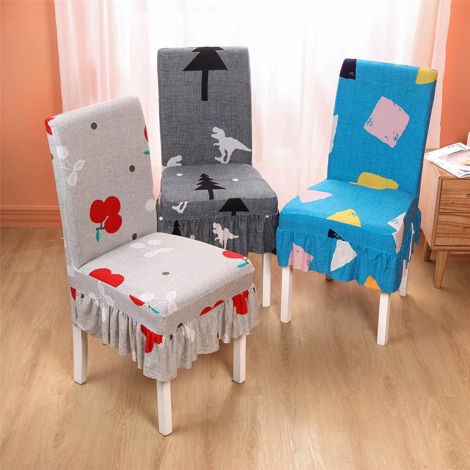 

Dining Chair Cover Spandex Banquet Chair Slipcover Stretch Chair Skirt Elastic Home Floral Print Seat Cover for Back Rest Chair