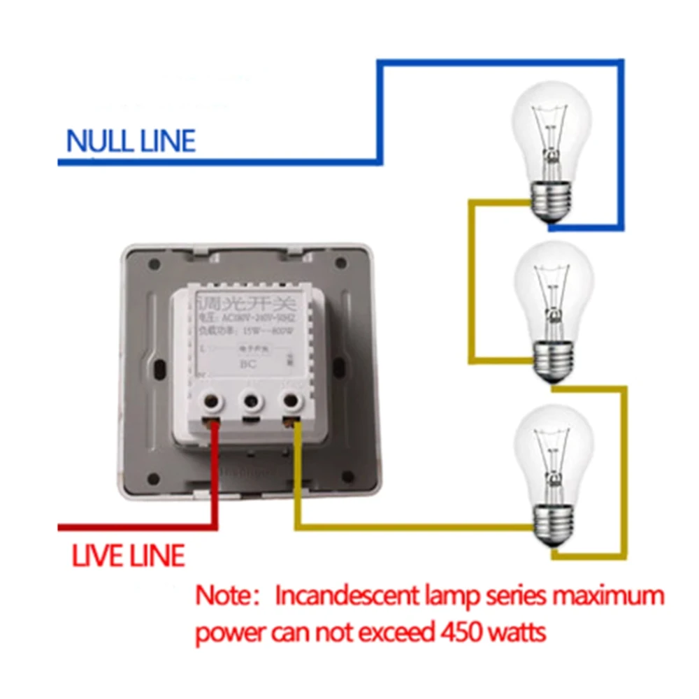 

1 Pcs 86 Type Dimmer Switch Panel Wall 220v High Power 450W Stepless Switch Dimmer Incandescent Lamp