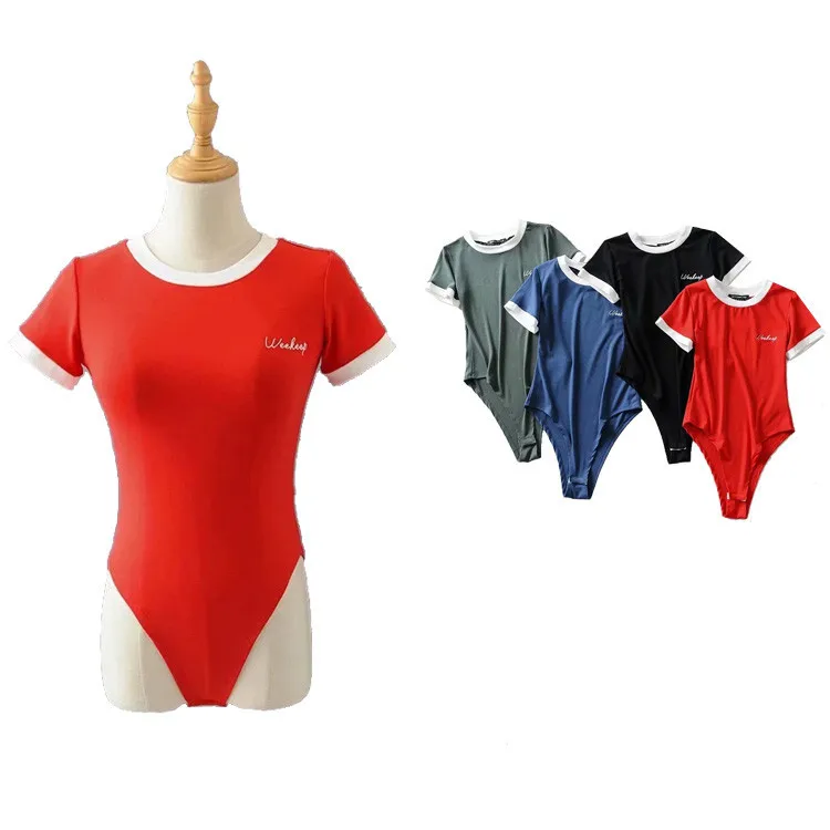 2020 Новый темпераментный цветной блок сочетающийся комбинезон футболка женская