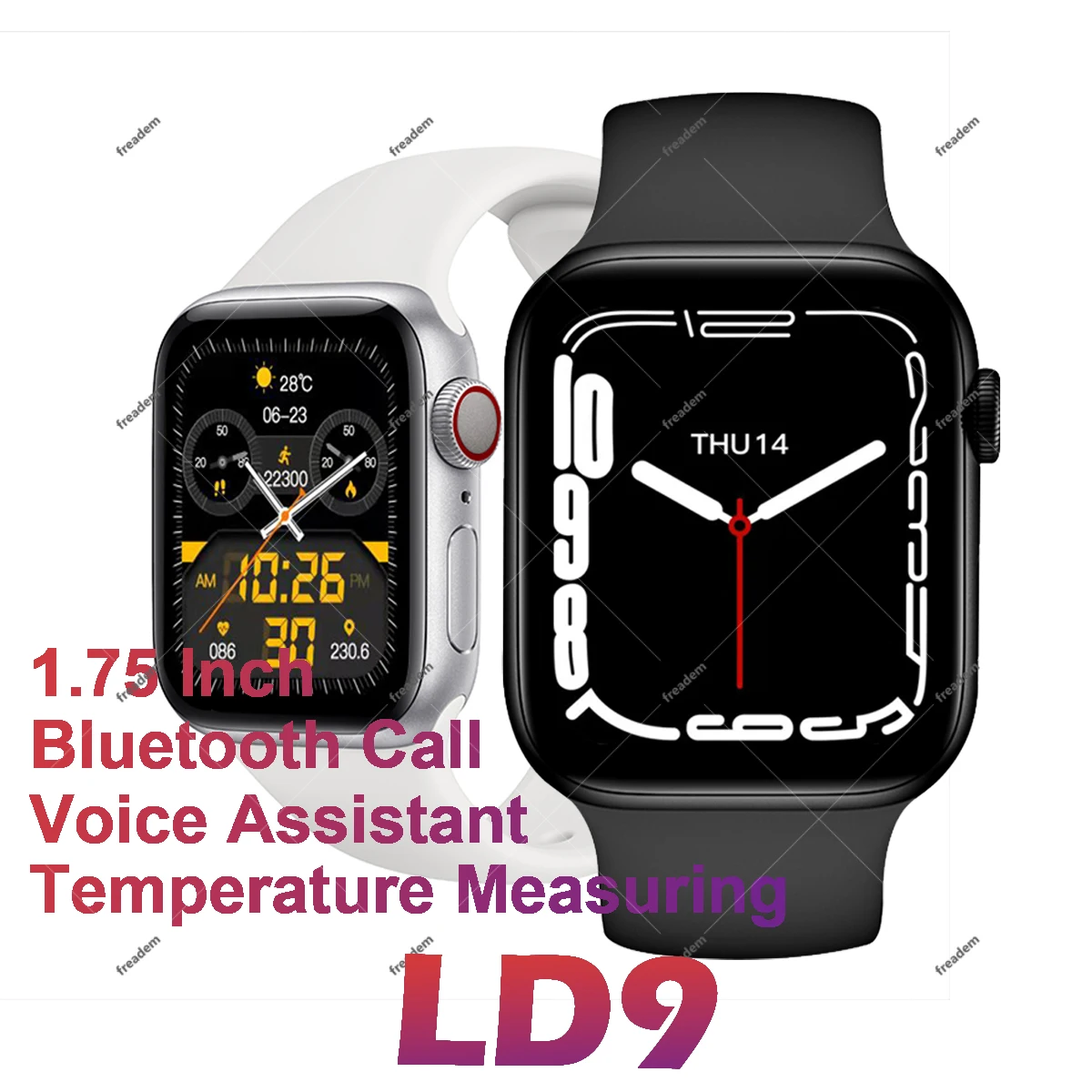 

IWO LD9 Smart Watch Men Serie 7 1.75inch BT Call Heart Rate Sleep Monitoring Fintess Tracker IP67 Waterproof Women Smartwatch