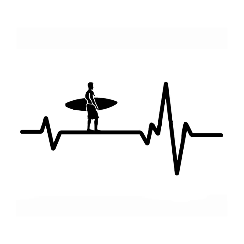 

Car Sticker Surfer's Heart Beat Line Surfboard Decorative Car Sticker Accessories PVC Silhouette 15*6.9CM