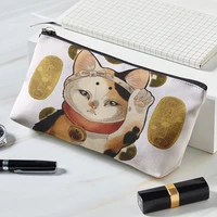 cute cartoon lucky cat travel cosmetic bag makeup case women zipper make up handbag organizer storage pouch toiletry wash bags