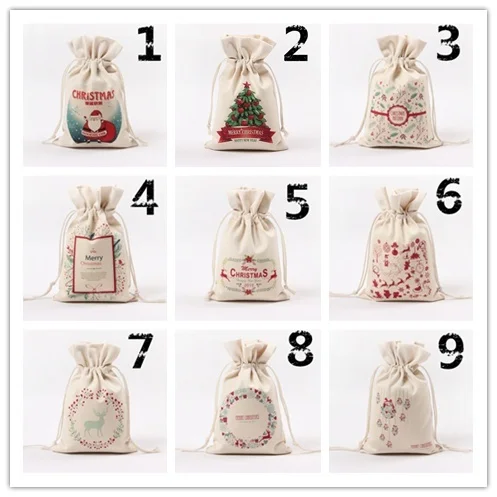 Маленькая Холщовая Сумка для хранения Санта Клауса Подарочная сумка конфет