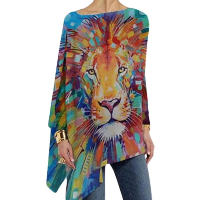 

Yellow Floral-Print Animal Crew Neck Casual Vintage Long Sleeve Shirts & Tops