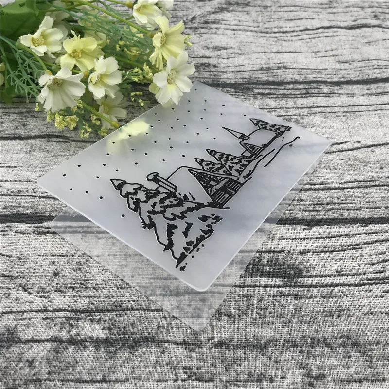 Christmas houses Plastic Embossing Folder For Scrapbook DIY Album Card Tool Template Stamps Wedding Decor | Дом и сад