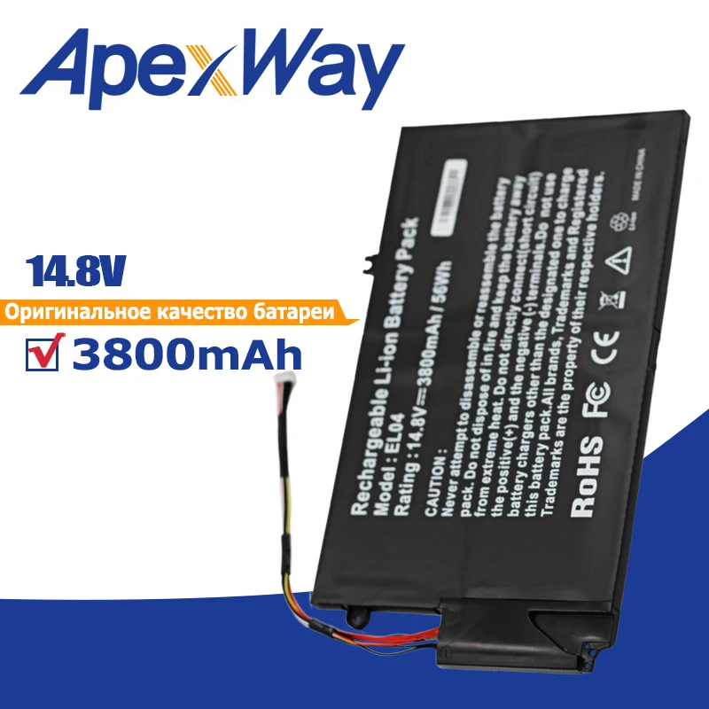 Apexway 56Wh ноутбук Батарея EL04 EL04XL ELO4XL HSTNN-IB3R UB3R TPN-C102 для HP ENVPR4 I5-3317U ENVY 4 4T-1000 Envy TouchSmart |