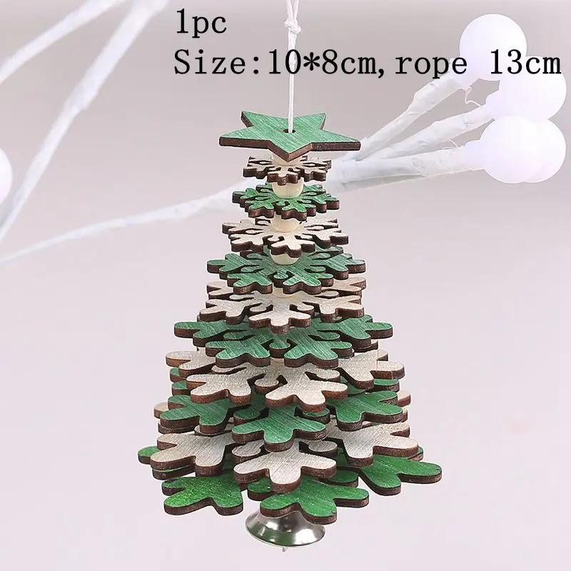 green snowflake Рождественские украшения, деревянные подвески, новогодние Подвесные Подарки, украшение на елку, сделай сам, дерево, ремесло, для дома, свадьбы, Navidad, Декор - Цвет: green snowflake