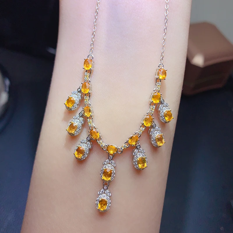 melhor Colar De Safira Amarelo Natural Para As Mulheres Gemstones Amarelas Gargantilhas Com Certificado Festa S925 Presentes Alta Qualidade Fino Jewlery