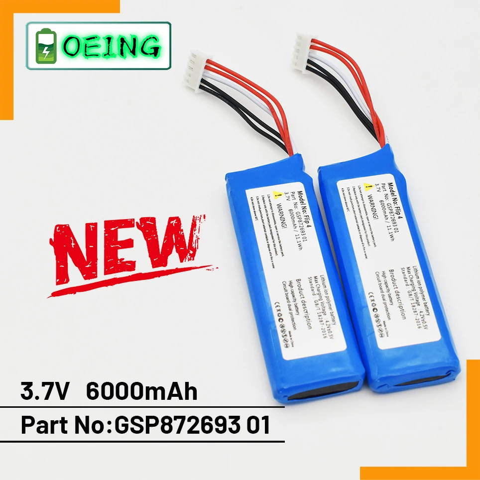 

2021 NEW 6000 MAH high quality battery gsp872693 01 for JBL flip 4, flip 4 Special Edition
