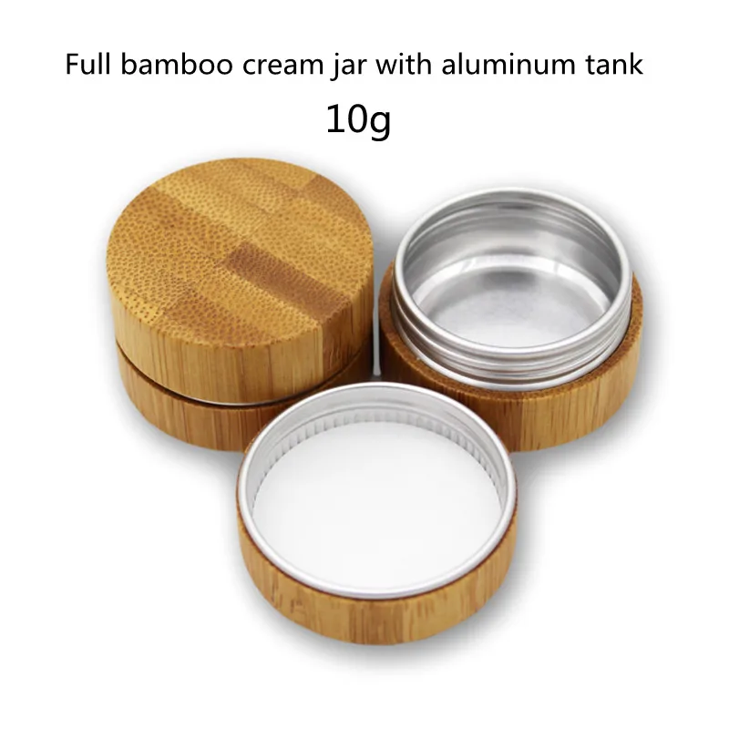 20/50/100pcs New10/15/30g Full Bamboo Cream jar With Aluminum Tank Natural Bamboo Refillable Bottle Makeup Storage Pot Container