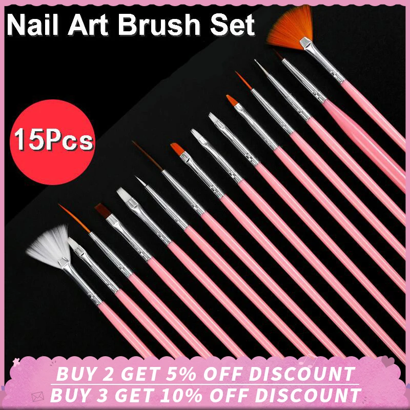 Набор кистей для дизайна ногтей профессиональные УФ кисточки рисования линий