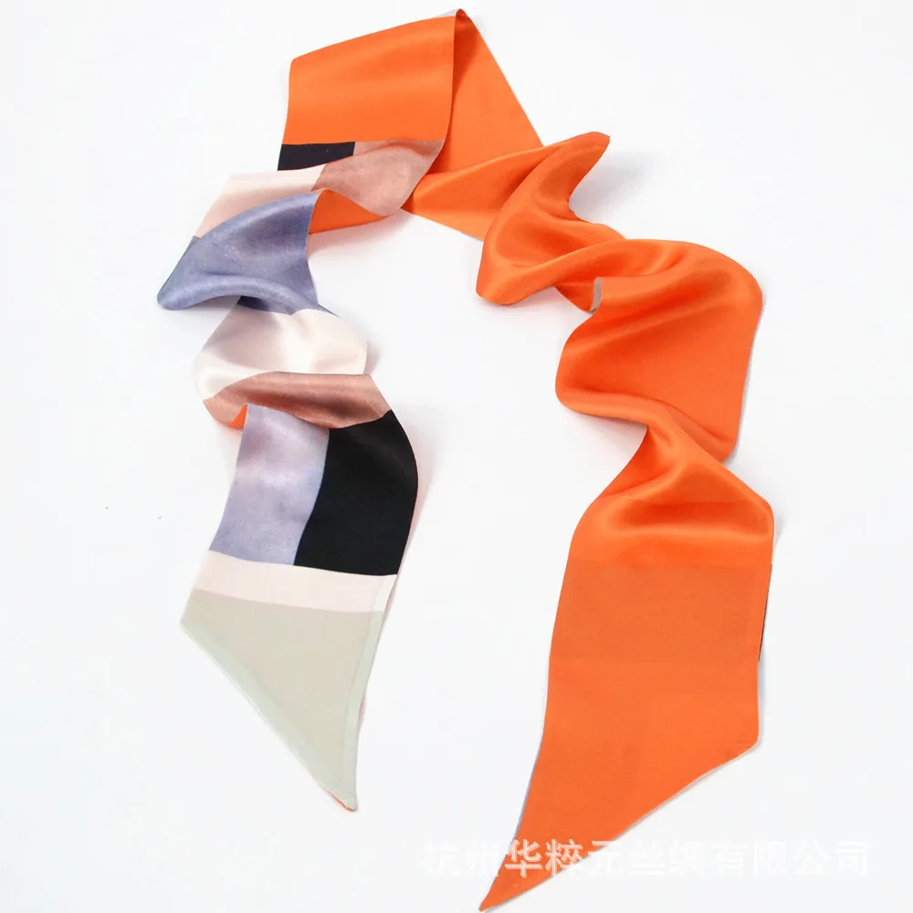 

9*178cm Silk Female Silk Small Long Silk Scarf Fashion Contrast Color Headband Wrist Scarf Bag Handle Silk Scarf Scarf