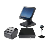 whole set pos system j1900 fanless pos all in one restaurants equipment 15touch screen black pos terminal 1619