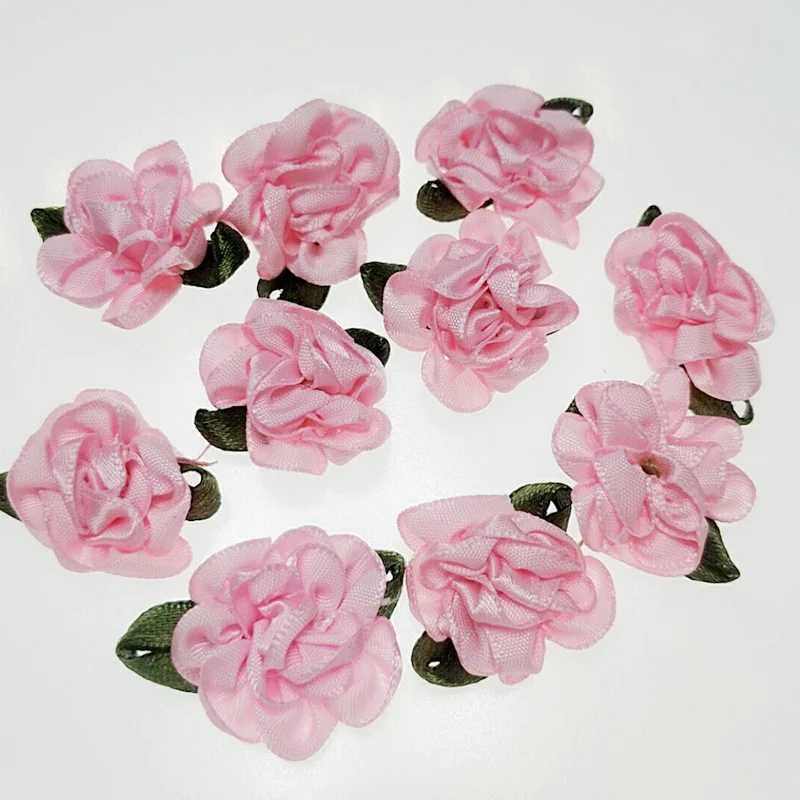 

HL 10PCS 25MM Ribbon Flowers Handmade Wedding Apparel Decorations DIY Appliques